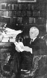 <span class="credit">Torch Archive Photo: May 18, 1932 Issue</span><span class="description">Reading Up: Woodbridge N. Ferris, founder of Ferris State University, reading in his library. Published in the May 18th, 1932 issue of the Torch</span>