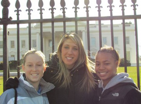 Touring Washington: Becci Houdek, Andrea Clancy, Tiara Adams and the rest of the women’s basketball team visited Washington D.C. before competing in the Bowie State Lady Bulldogs Holiday Classic. Photo Courtesy by Becci Houdek