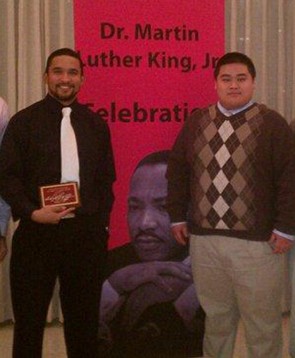 Eric Cole Receives Award: Sigma Pi members Eric Cole and Xue Lao, above. Eric Cole received the MLK legacy award on Jan. 17. Photo Courtesy by Eric Cole 
