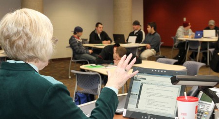 New Degree: Dr. Alspach leads a discussion during a sports communication class. In the fall of 2011, Ferris State will offer the option of a new degree in Sports Communication. Photo By: Brock Copus | Photographer