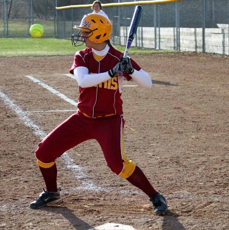Season Closing: Lindsey Pettit, sophomore first baseman, steps up to bat during a game against LSSU. The Bulldogs will close their season with four road games against Hillsdale and two at Wayne State. Photo By: Brock Copus | Photographer