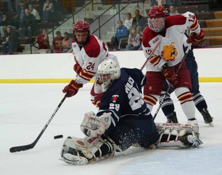 Beating Toronto: Freshman center Dominic Panetta looks to score a goal against Toronto on October 2. The Bulldogs defeated Toronto in an exhibition game 5-0. Photo By: Brock Copus | Multimedia Editor