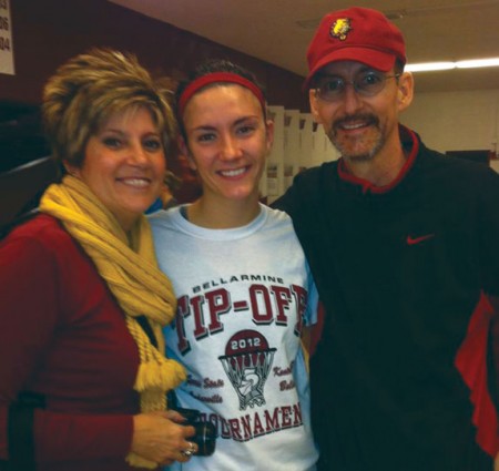 Muntz Family: Ferris State guard Kylie Muntz with her parents. Her father James Muntz lost his battle with cancer over winter break. Courtesy Photo