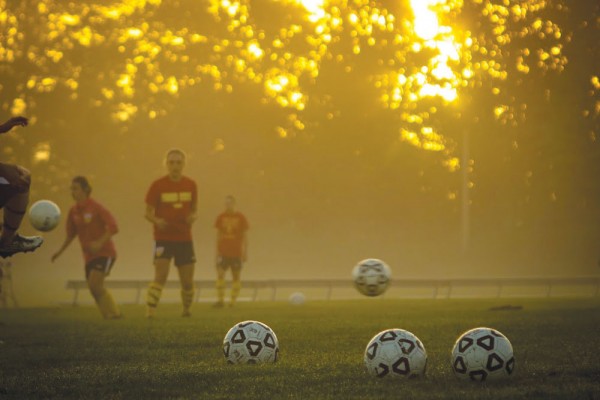 Ferris State soccer team holds early morning practice prior to the team’s trip to compete in the Ramada Plaza Invitational. 
