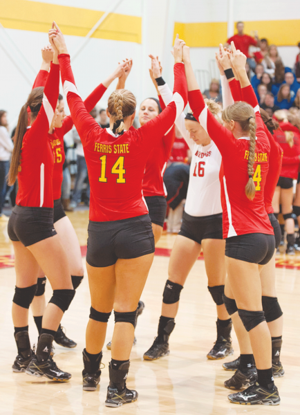 Ferris after a 3-2 victory over Grand Valley State at home. The Bulldogs are now 2-1 against Grand Valley State this season.