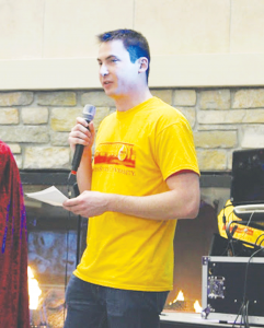 Student Government President, Andrew Kalinowski, represents the student body at the University Center grand opening, on January 16.