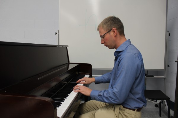 Professor Matt Moresi plays a tune at the Music Center.