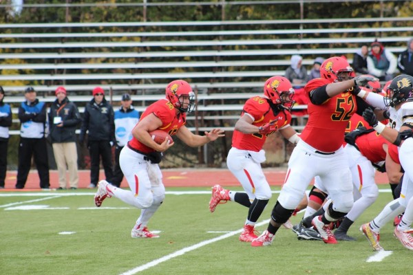 Ferris QB Jason Vander Laan set the record for most career rushing yards by a quarterback at any division in Ferris State's 38-17 victory over Ohio Dominican on Saturday.
