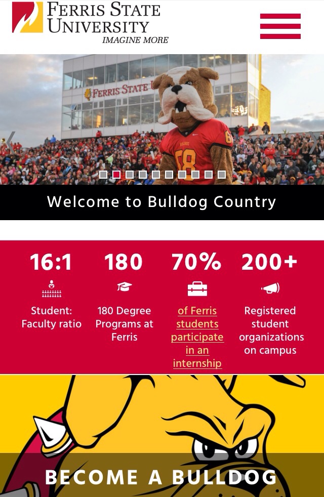 Larger photos, ease of accessibility, and quick facts are among the changes made to Ferris' homepage.