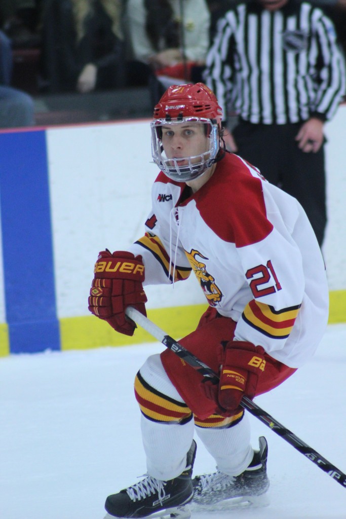 Freshman forward Corey Mackin was credited with an assist and an empty net goal to finish off Northern Michigan last night. He currently leads the team in goals with seven on the season.