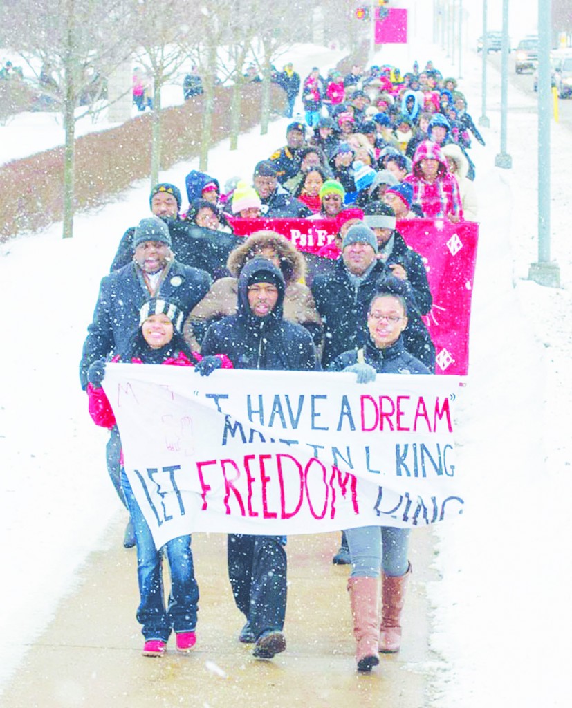 Students participate in the Freedom March at a previous celebration of Dr. Martin Luther King.