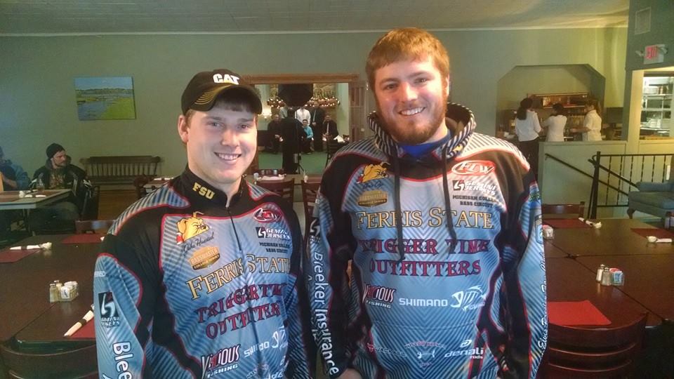 Ferris anglers Jake Huested (left) and Chris Oja (right) caught 8.09 pounds of fish in the NAIFC college series, which was good enough for first place.