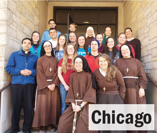 Ferris freshman healthcare systems administration Amber Dolegowski (second row from top, far right) spent her spring break in Chicago with Ferris’ Newman Center for Catholic Students. She and the group volunteered with local nuns in a soup kitchen in West Chicago.