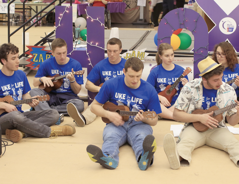 The Ferris State Ukulele Club performed at Relay for Life, providing entertainment for the 1,142 participants that took place in this year’s event.