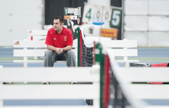 Ferris State tennis coach Chad Berryhill splits his time between the men’s and women’s tennis teams.