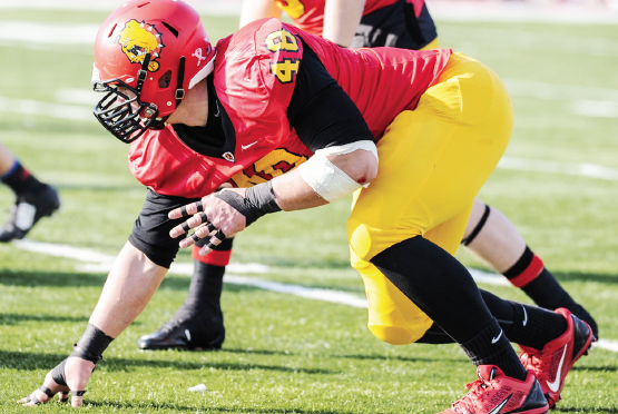 Ferris defensive lineman Justin Zimmer may hear his name called for the Detroit Lions on NFL Draft Day.