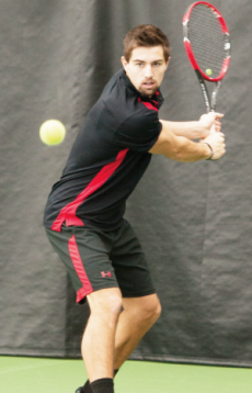 Ferris men’s tennis player Steward Sell from Kalamazoo, was one of three freshman on last year’s team and the only Michigan native on the squad.