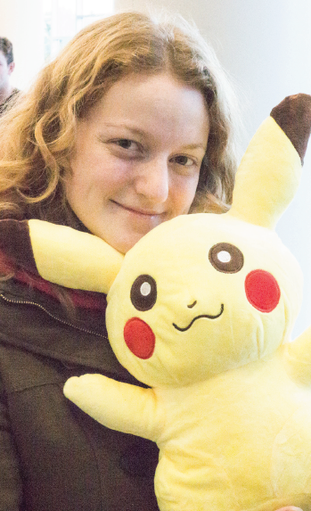 Biology senior Analiese Schmitt poses with her gift to herself, “a cute Pikachu.”