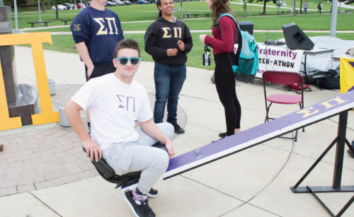 Ferris automotive engineering technology sophomore Kevin Straney was one of the members of the Sigma Pi fraternity to take part in the 48-hour Teeter-Totter-Athon.