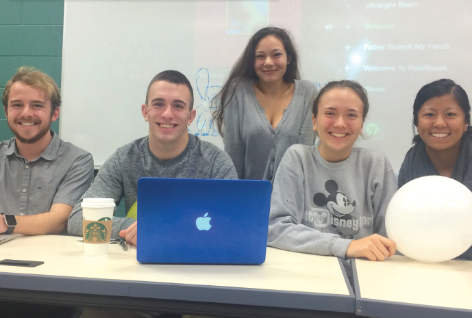 The E-board of College Against Cancer, from left to right: Cody Wise, vice president; Lucas Wejrowski, treasurer; Catherine Loschiavo, president; Lindsay Cavanaugh, community service chair; Caitlyn Toering , secretary.