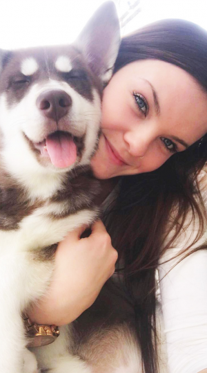 Ferris psychology senior Sarah McKeon finds her Husky pup, Brody, to be a stress-reliever.