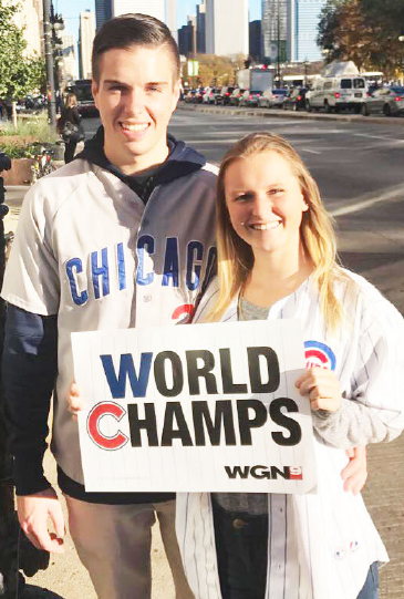 Ferris accounting senior Reed Pifer and dental hygeine sophomore Tori Berry headed down to the Windy City to celebrate the Cub’s World Series victory.