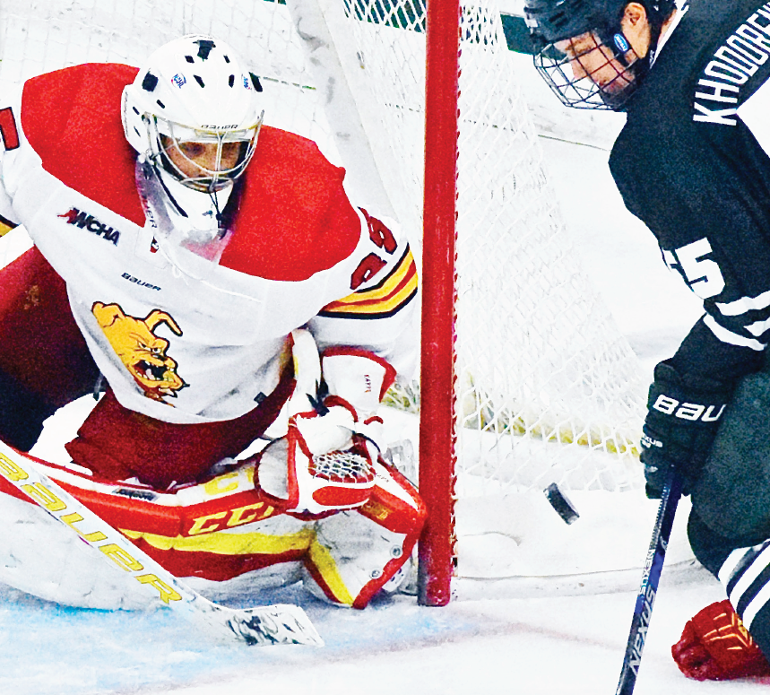 Ferris freshman goaltender Justin Kapelmaster and sophomore goaltender Darren Smith have split starts between the pipes this season, but Kapelmaster has produced a perfect 5-0 record in his five starts.